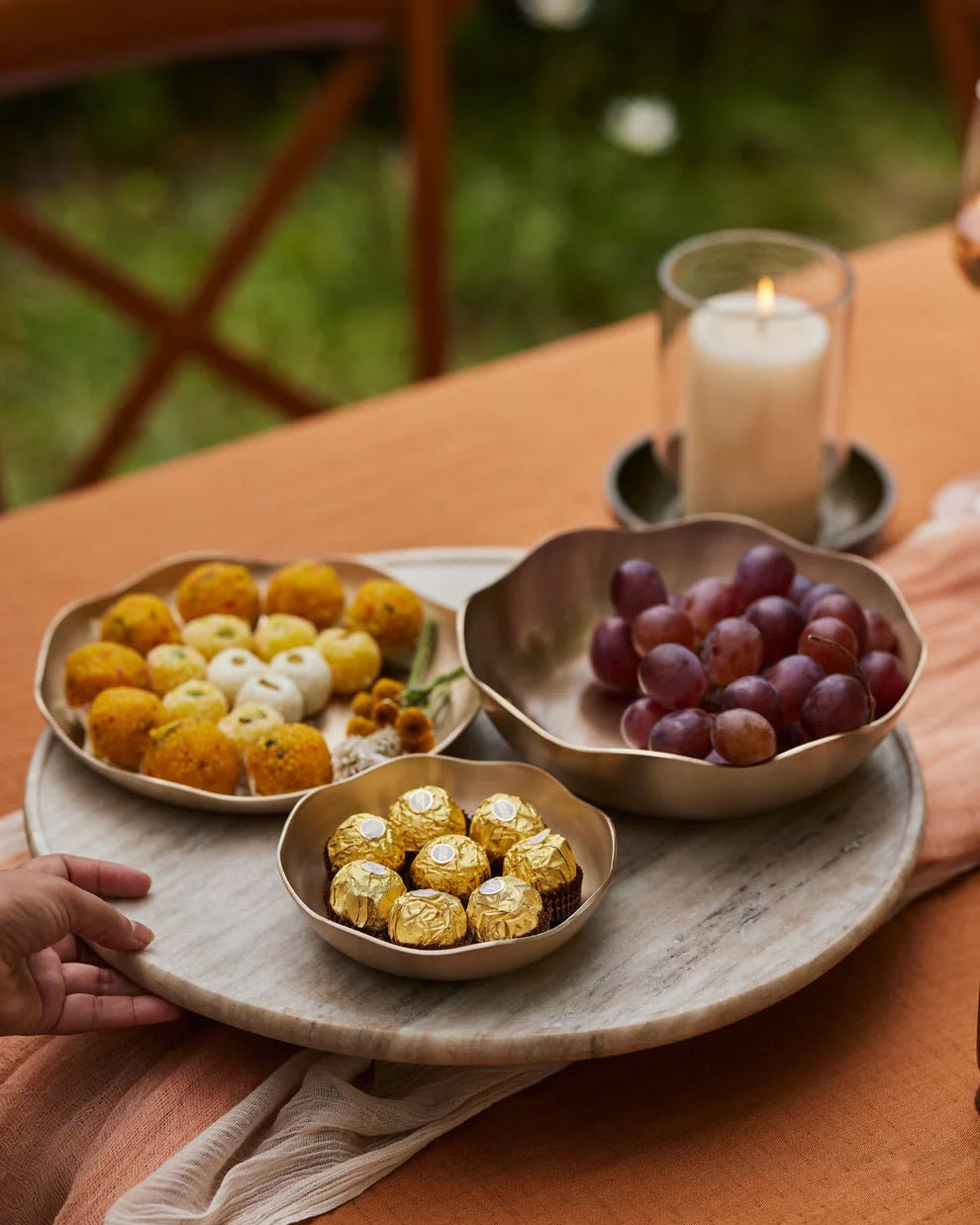 Luxe Kansa Complete Dinner Set - Marble Lotus - Luxe Kansa Complete Dinner Set