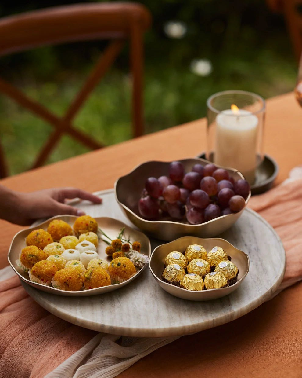 Luxe Kansa Complete Dinner Set - Marble Lotus - Luxe Kansa Complete Dinner Set