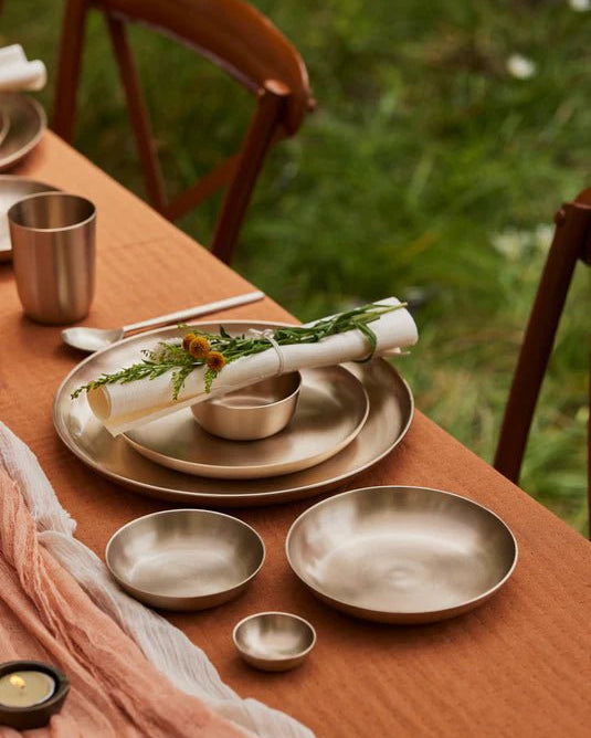 Luxe Kansa Complete Dinner Set - Marble Lotus - Luxe Kansa Complete Dinner Set