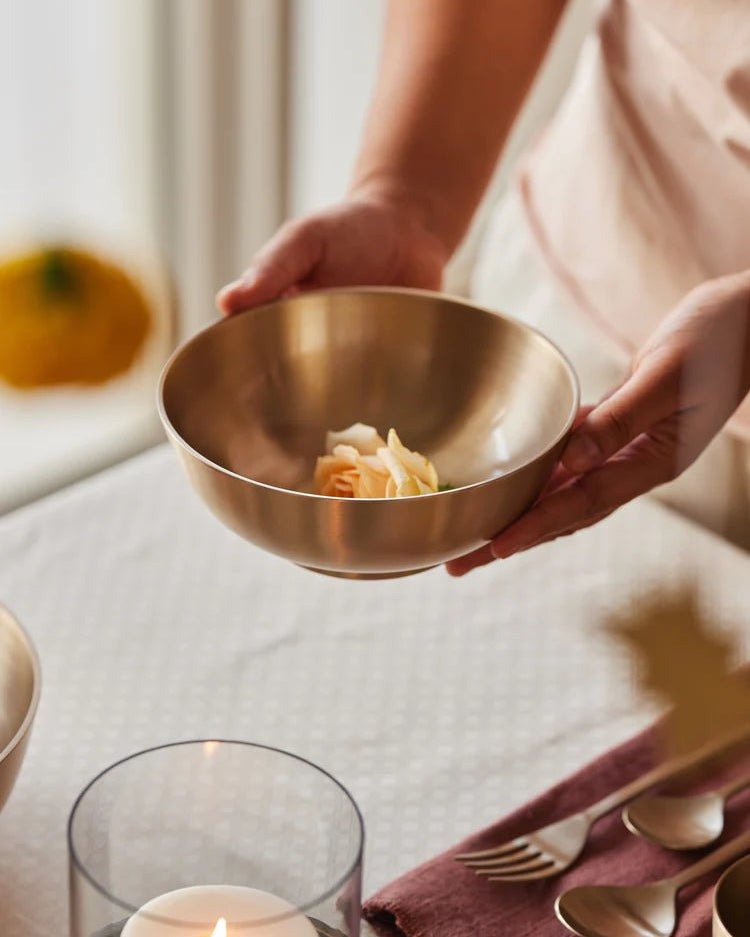 Luxe Kansa Serving Bowl, 6" - Marble Lotus - Luxe Kansa Serving Bowl, 6"