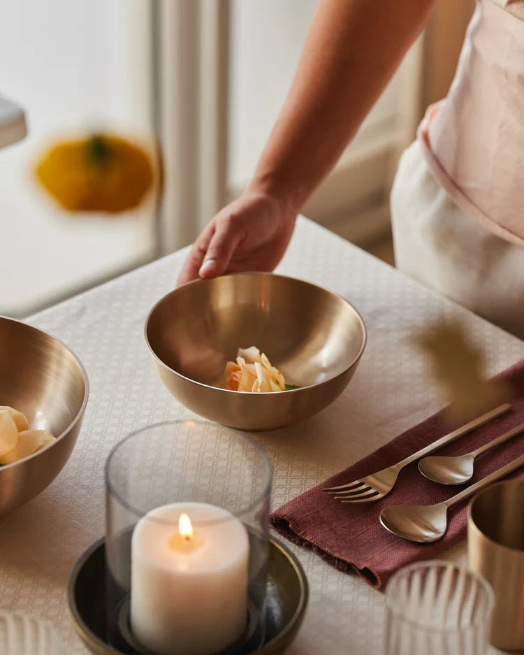 Luxe Kansa Serving Bowl, 6" - Marble Lotus - Luxe Kansa Serving Bowl, 6"