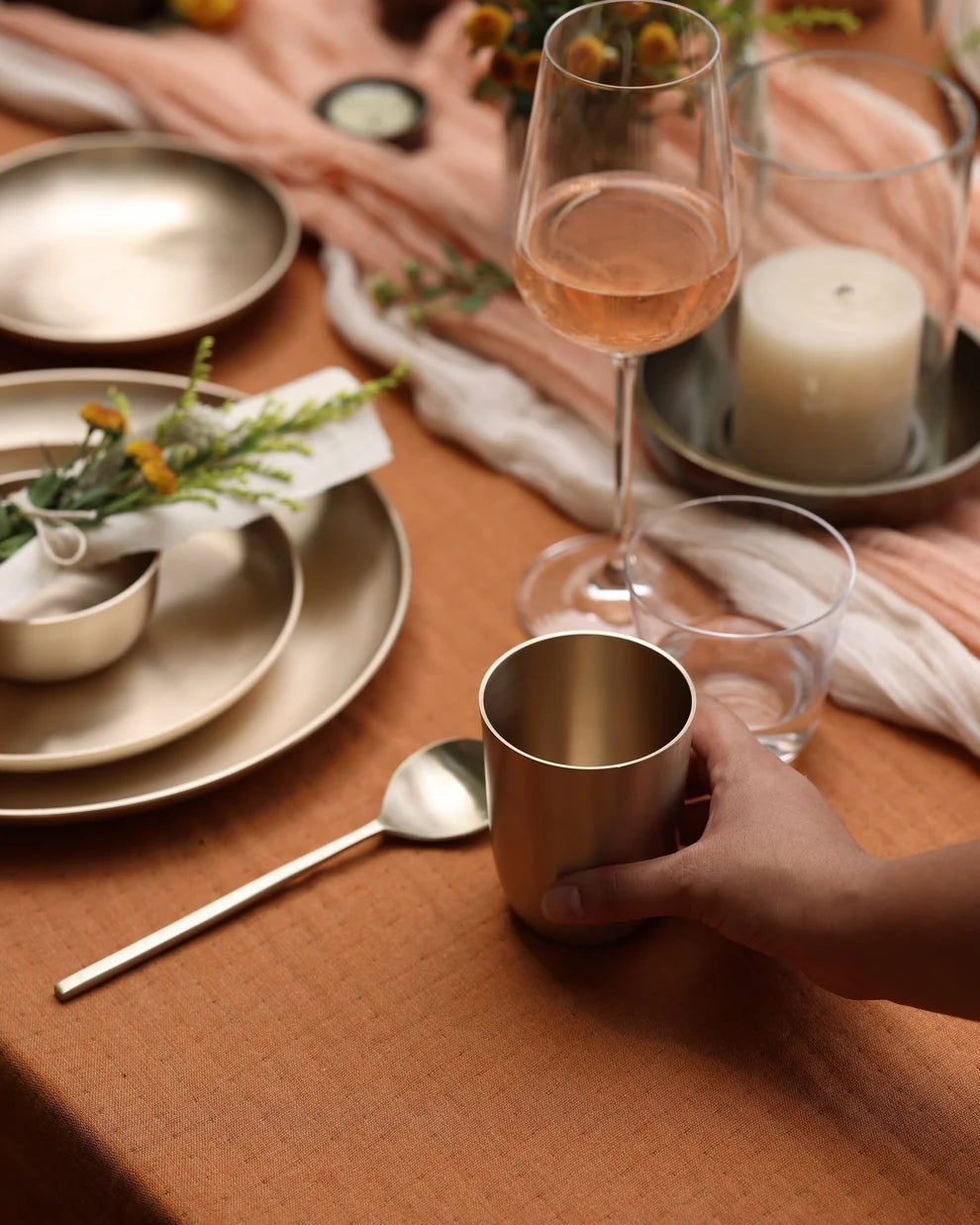 Luxe Kansa Tumbler - Marble Lotus - Luxe Kansa Tumbler