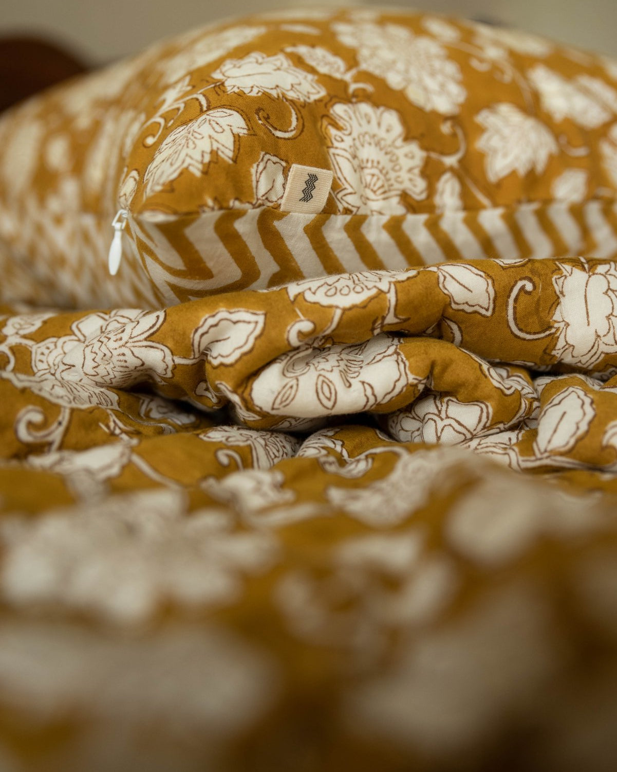 Lyla Block Printed Dohar - Marble Lotus - Lyla Block Printed Dohar