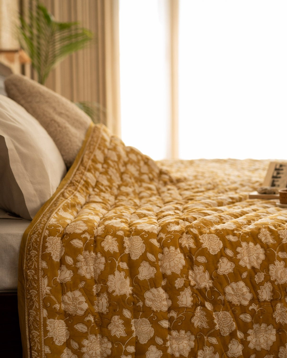 Lyla Block Printed Dohar - Marble Lotus - Lyla Block Printed Dohar