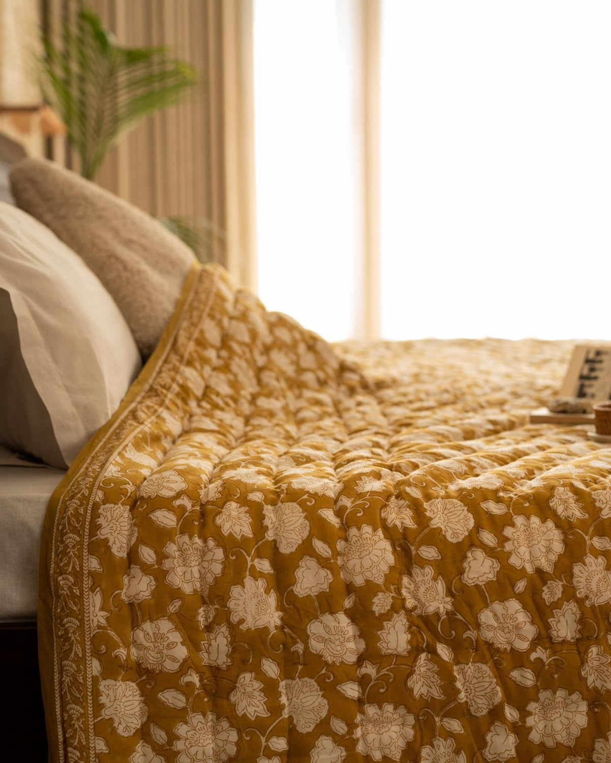 Lyla Block Printed Quilt - Marble Lotus - Lyla Block Printed Quilt