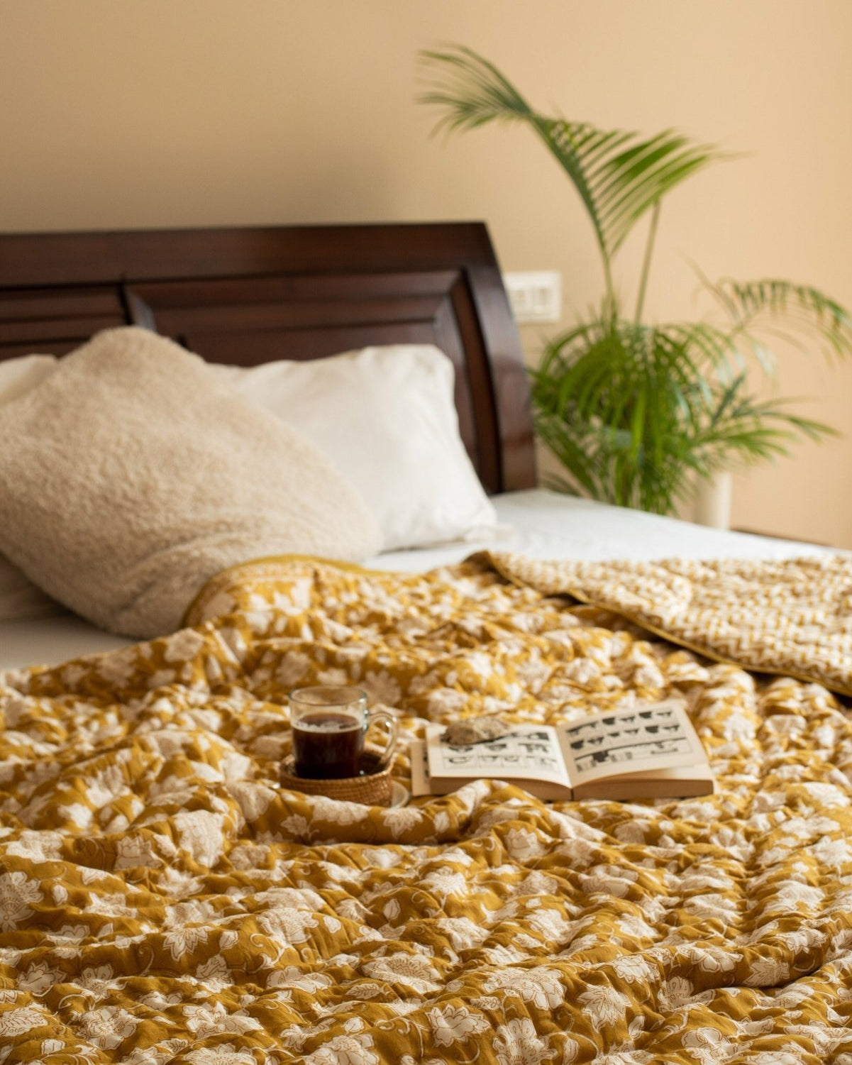 Lyla Block Printed Quilt - Marble Lotus - Lyla Block Printed Quilt