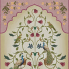 Madhuban Indian Floral Jharoka Wallpaper in Suneherii Collection Pink - Marble Lotus - Madhuban Indian Floral Jharoka Wallpaper in Suneherii Collection Pink