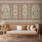 Madhuban Indian Floral Jharoka Wallpaper in Suneherii Collection Pink - Marble Lotus - Madhuban Indian Floral Jharoka Wallpaper in Suneherii Collection Pink