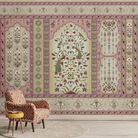 Madhuban Indian Floral Jharoka Wallpaper in Suneherii Collection Pink - Marble Lotus - Madhuban Indian Floral Jharoka Wallpaper in Suneherii Collection Pink