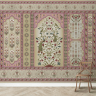 Madhuban Indian Floral Jharoka Wallpaper in Suneherii Collection Pink - Marble Lotus - Madhuban Indian Floral Jharoka Wallpaper in Suneherii Collection Pink