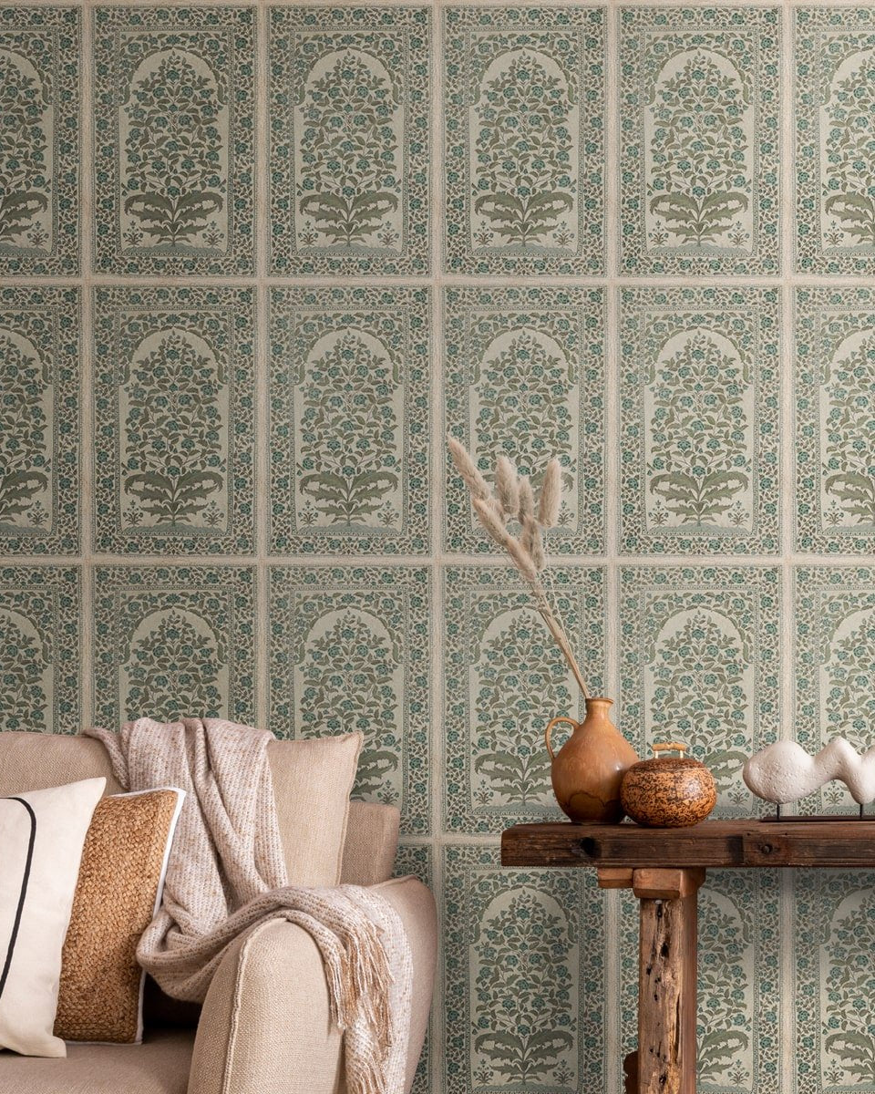 Madhur, Jharoka Style Wallpaper for Rooms - Marble Lotus - Jharoka Style Wallpaper for Rooms