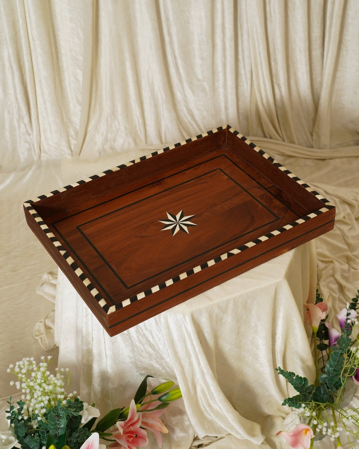 Maharani Courtyard Tray - Marble Lotus - Maharani Courtyard Tray
