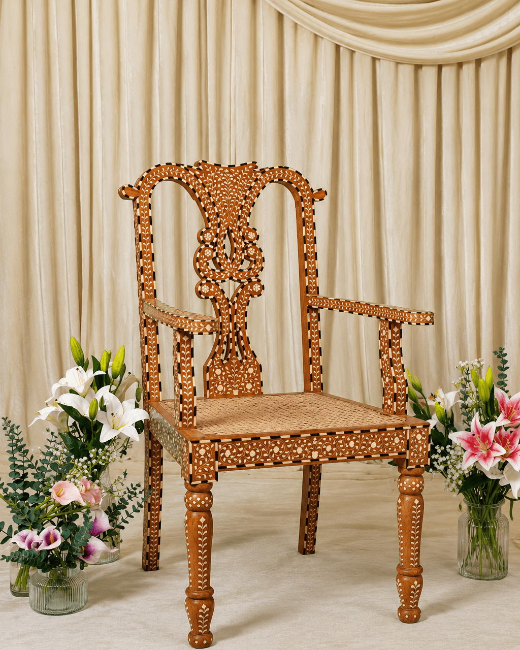 Maharani Heirloom Dining Chair - Marble Lotus - Maharani Heirloom Dining Chair
