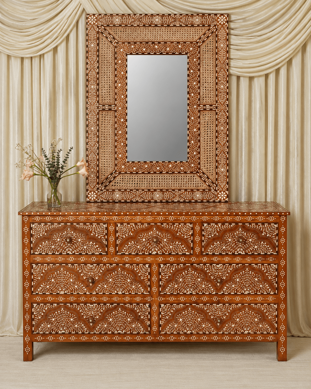 Maharani Rectangular Mirror 48 x 36 in - Marble Lotus - Maharani Rectangular Mirror 48 x 36 in