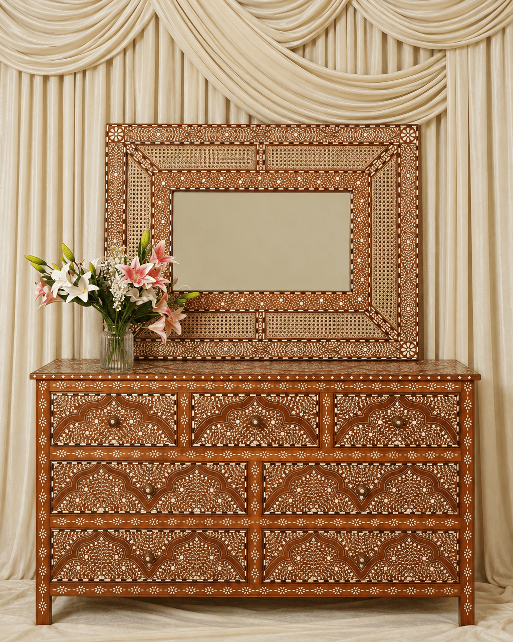 Maharani Rectangular Mirror 48 x 36 in - Marble Lotus - Maharani Rectangular Mirror 48 x 36 in