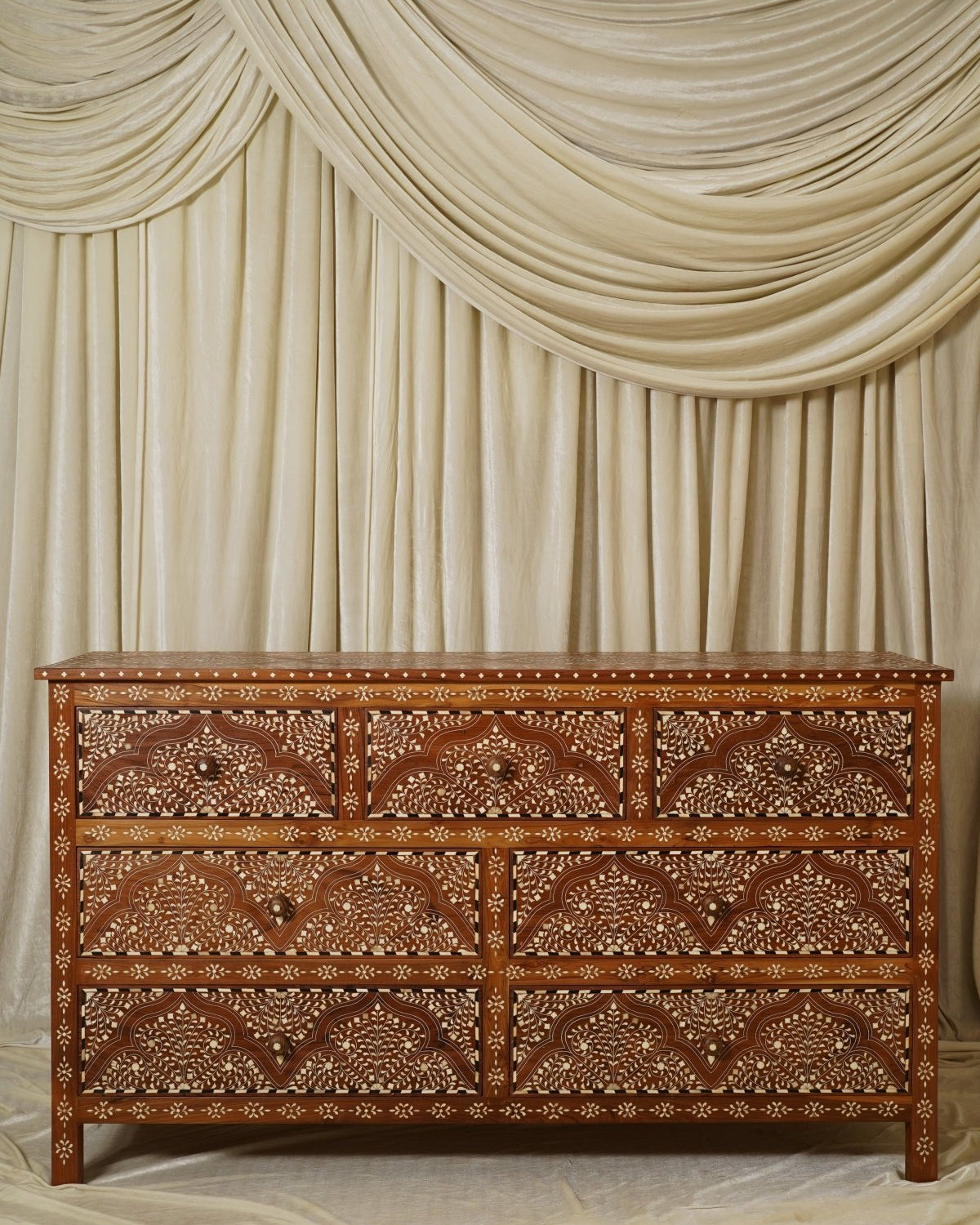 Maharani Regal 7-Drawer Dresser - Marble Lotus - Maharani Regal 7-Drawer Dresser