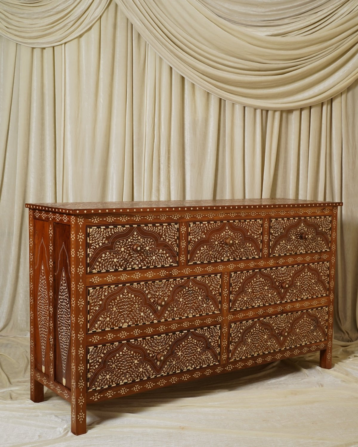 Maharani Regal 7-Drawer Dresser - Marble Lotus - Maharani Regal 7-Drawer Dresser