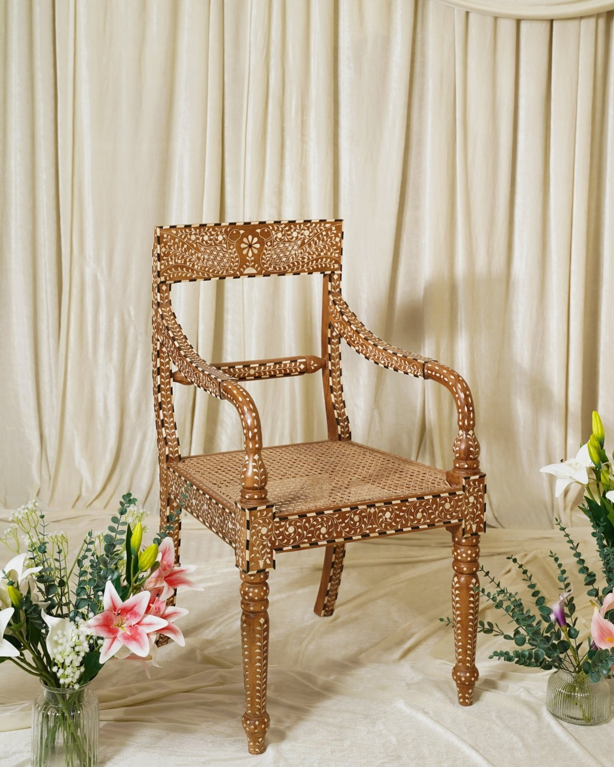 Maharani Regal Dining Armchair - Marble Lotus - Maharani Regal Dining Armchair