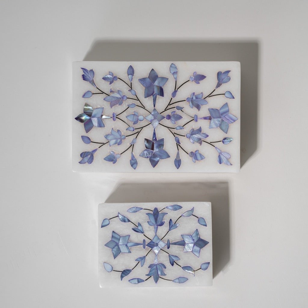 Marble Inlay Jewelry Box - Marble Lotus - Blue Inlay Jewelry box