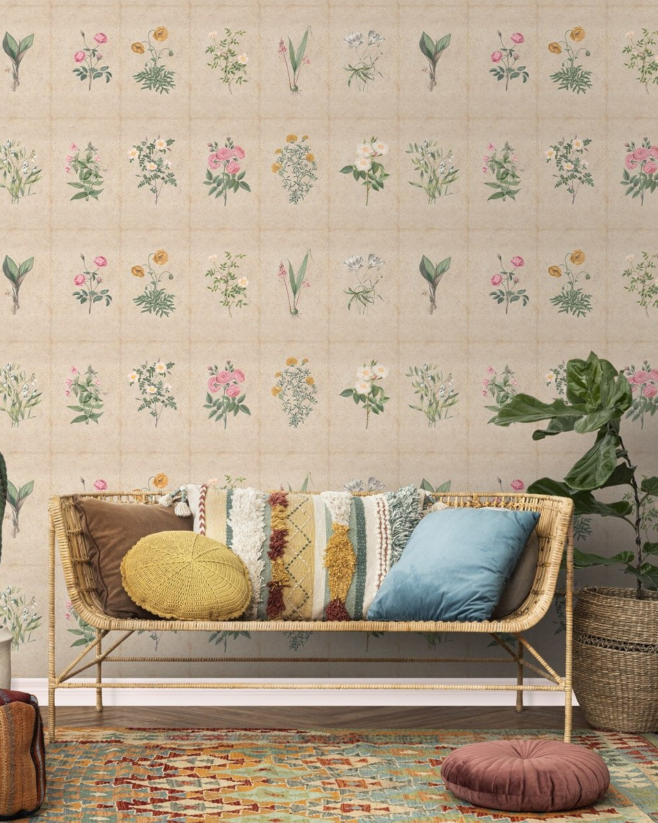 Mehek, Botanical Rendition Room Wallpaper - Marble Lotus - Buy Mehek Botanical Rendition Room Wallpaper from Marble Lotus