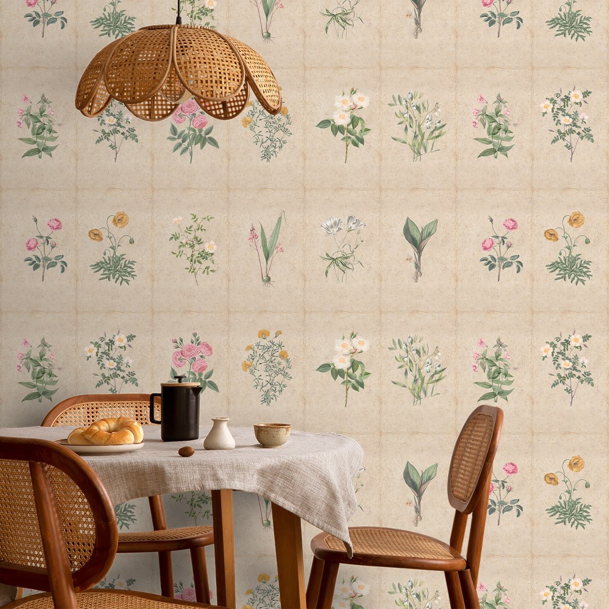 Mehek, Botanical Rendition Room Wallpaper - Marble Lotus - Shop Mehek Botanical Rendition Room Wallpaper | Marble Lotus