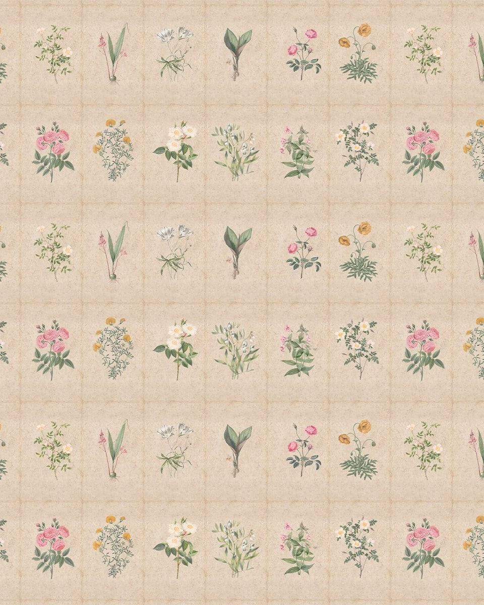 Mehek, Botanical Rendition Room Wallpaper - Marble Lotus - Buy Mehek Botanical Rendition Room Wallpaper