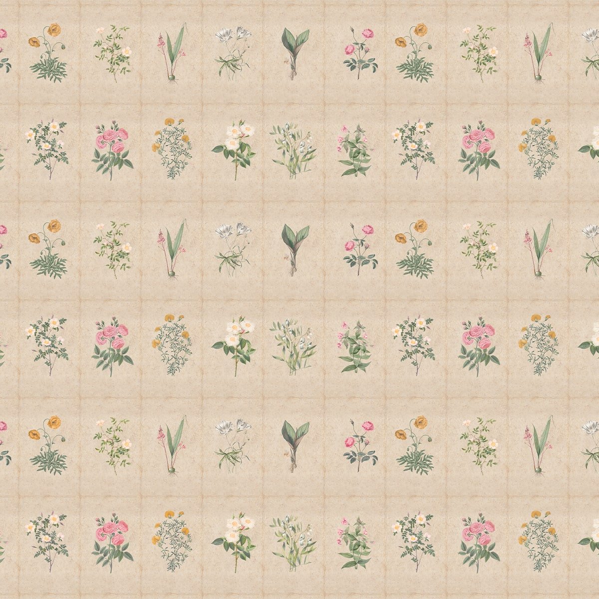 Mehek, Botanical Rendition Room Wallpaper - Marble Lotus - Buy Mehek Botanical Rendition Room Wallpaper