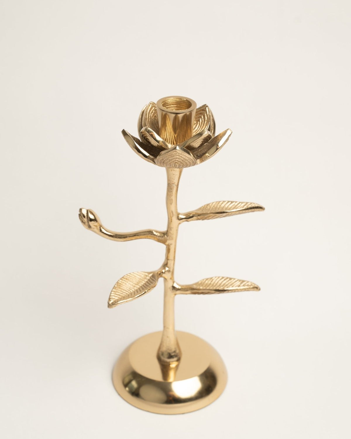 Metal Floral Candle Stand - Marble Lotus - Metal Floral Candle Stand