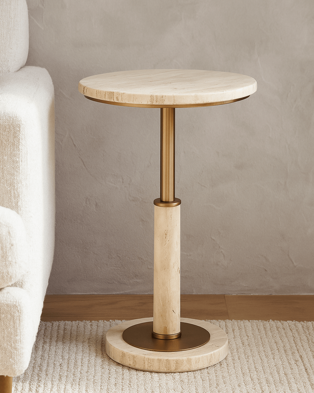 Miles Travertine Accent Table - Marble Lotus - Miles Travertine Accent Table