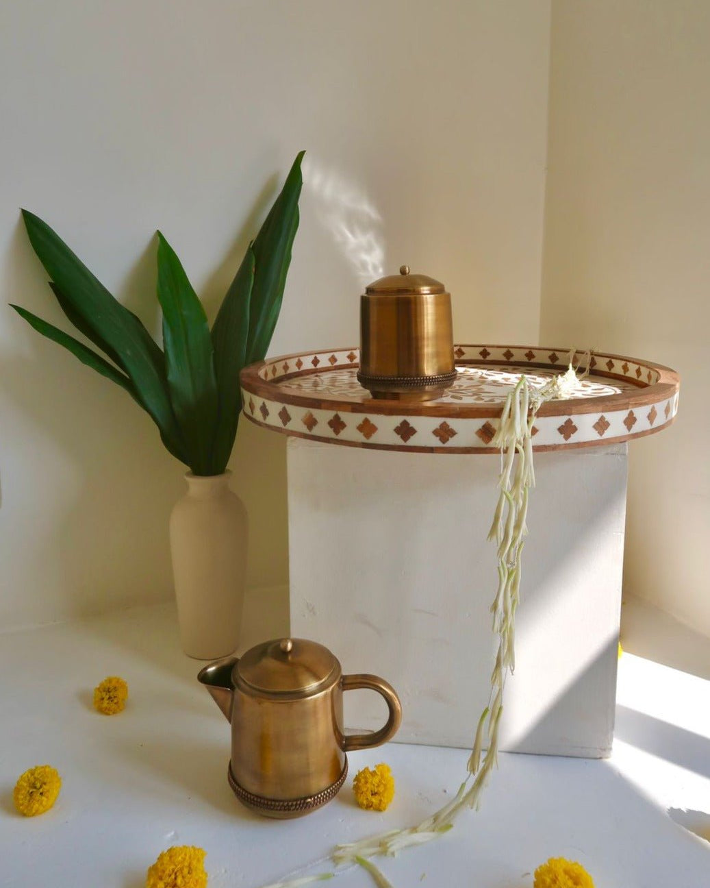 Milk and Sugar Pot Set - Marble Lotus - Shop Elegant Milk & Sugar Pot Set