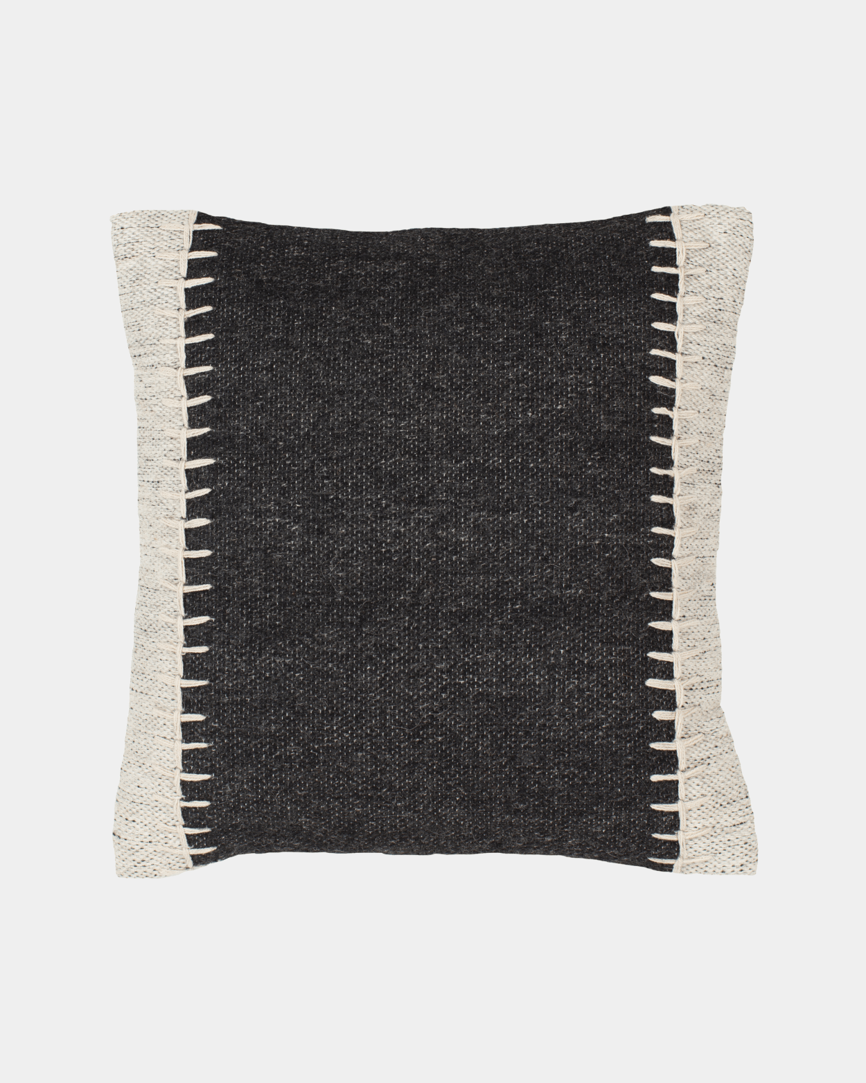 Modern Ivory & Black Woolen Pillow - Marble Lotus - Order Modern Ivory Black Woolen Pillow