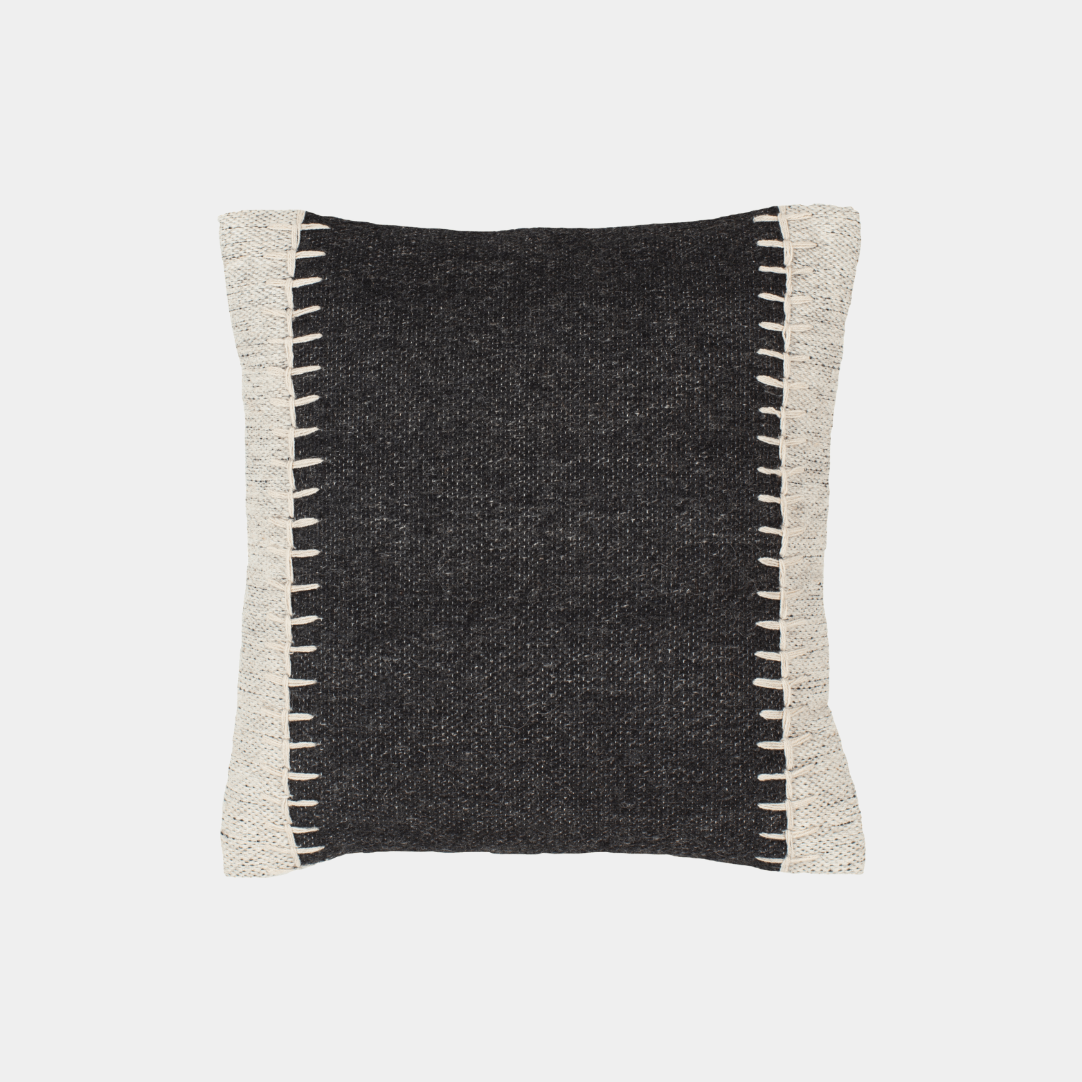 Modern Ivory & Black Woolen Pillow - Marble Lotus - Order Modern Ivory Black Woolen Pillow