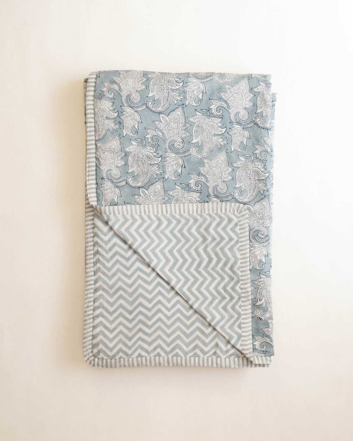 Mogra Block Printed Dohar - Marble Lotus - Mogra Block Printed Dohar