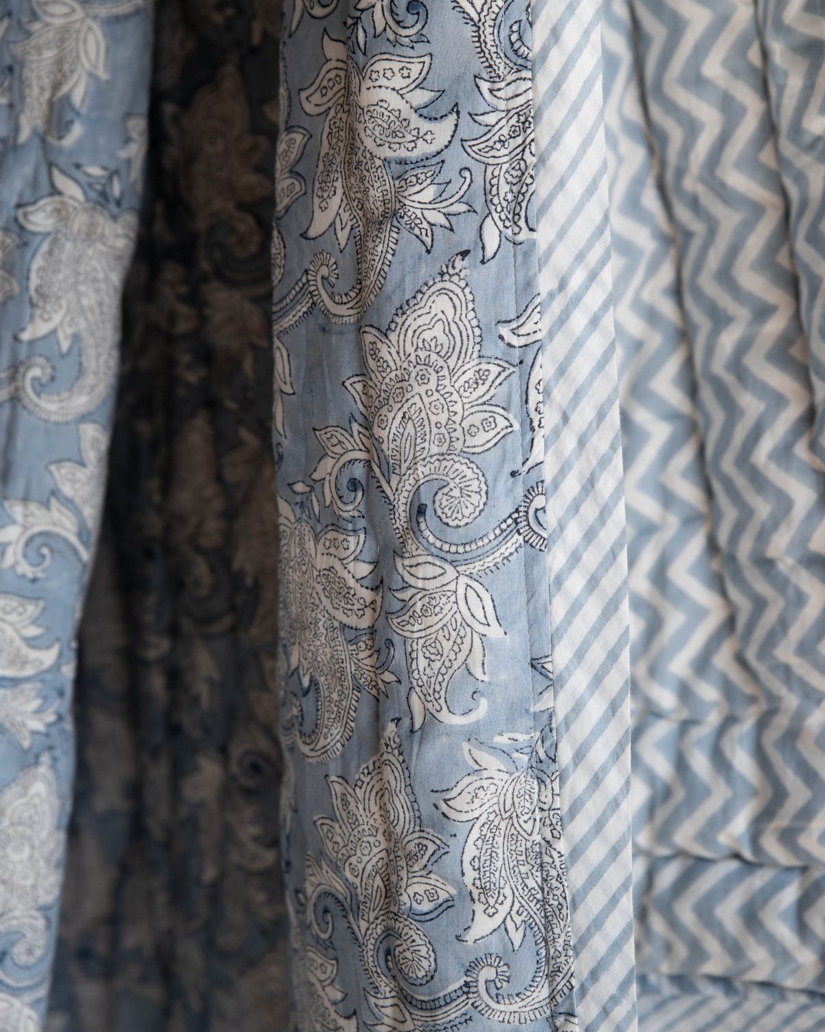 Mogra Block Printed Quilt - Marble Lotus - Mogra Block Printed Quilt