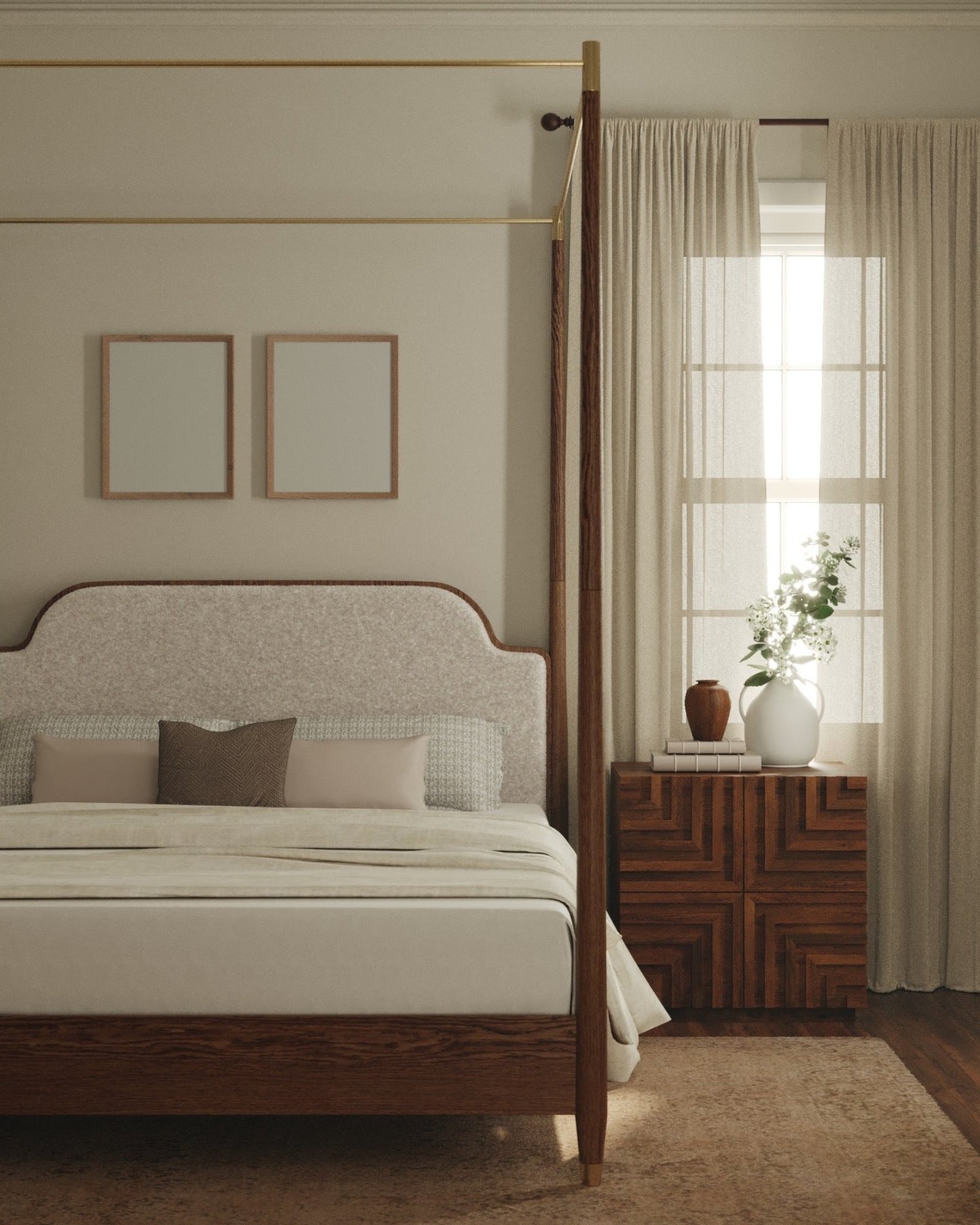 Moira Canopy Bed - Marble Lotus - Moira Canopy Bed