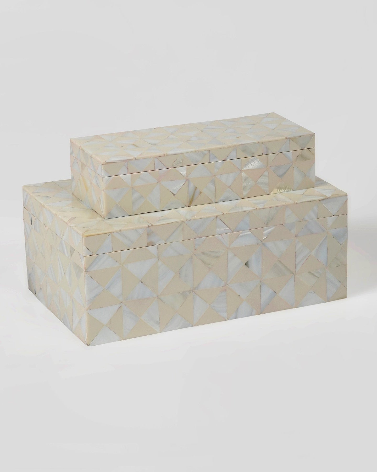 Mother Of Pearl Inlay Box (Set of 2) - Marble Lotus - Mother Of Pearl Inlay Box (Set of 2)
