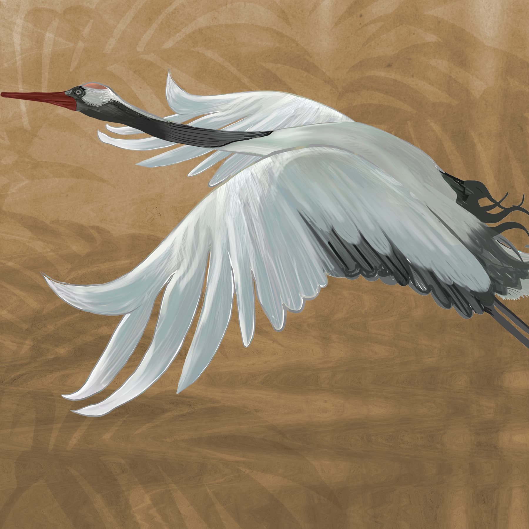 Musafir Beautiful Cranes Brown Wallpaper - Marble Lotus - Buy Musafir Migrating Cranes Wallpaper | Marble Lotus