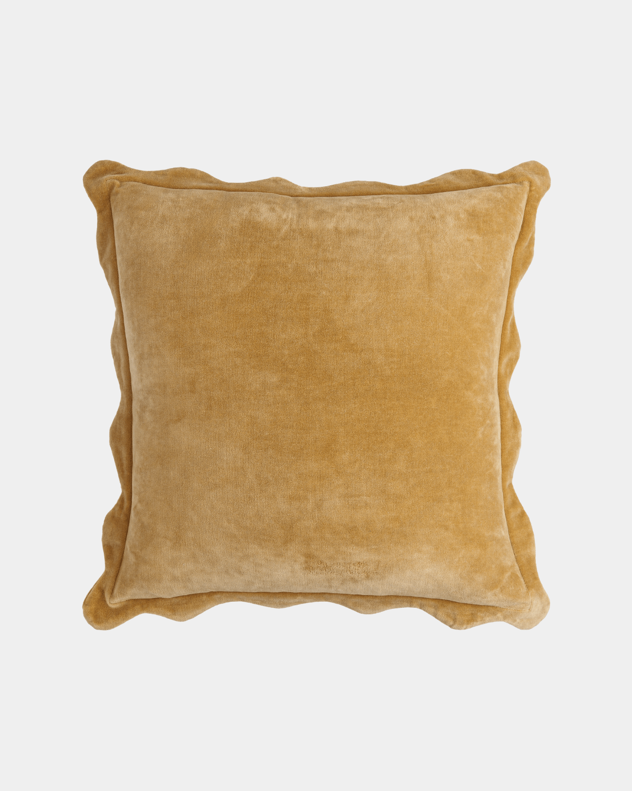 Mustard Cotton Scallop Edge Pillow - Marble Lotus - Mustard Coloured Cotton Scallop Pillow