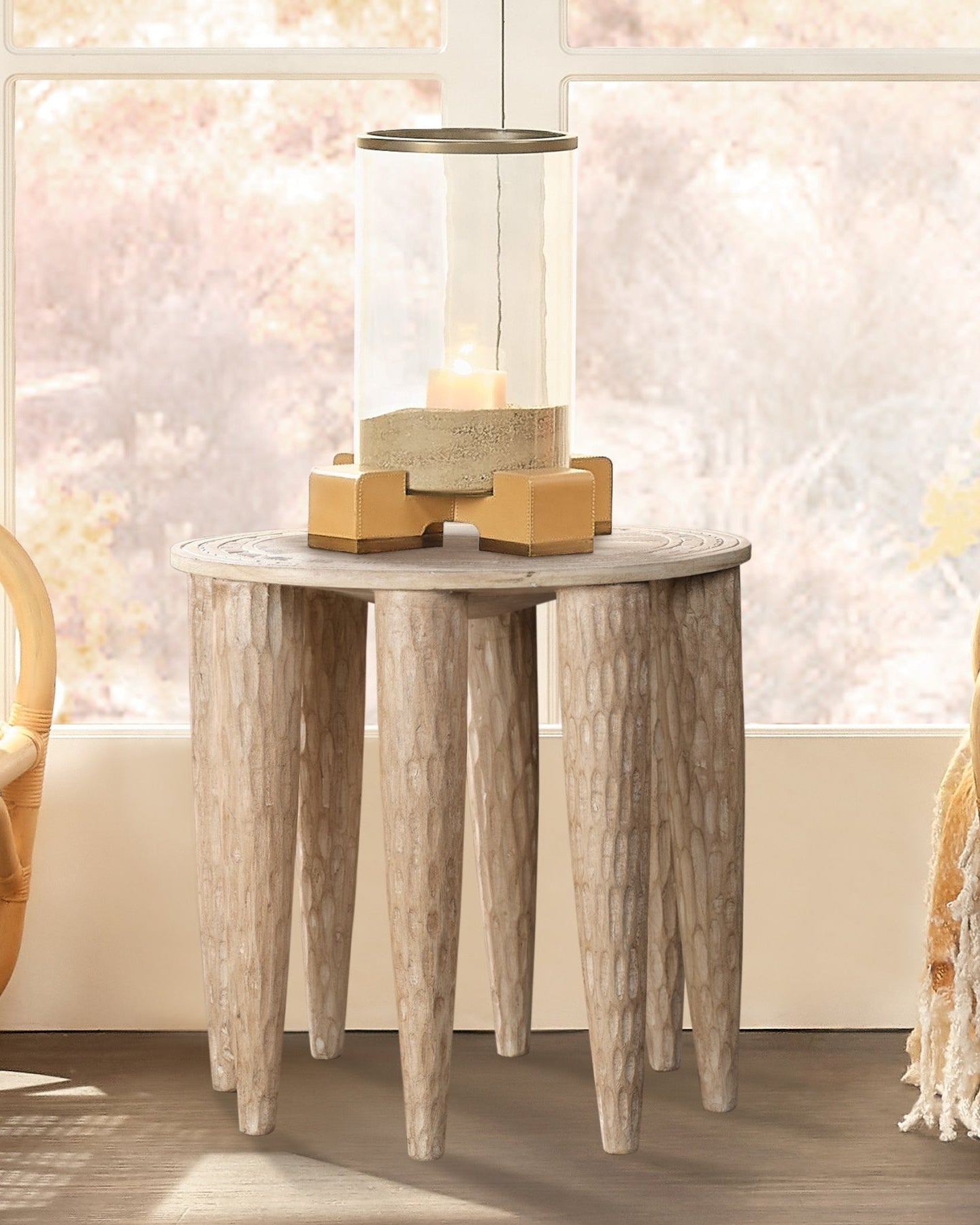 Naga Natural Side Table - Marble Lotus - Naga Natural Side Table