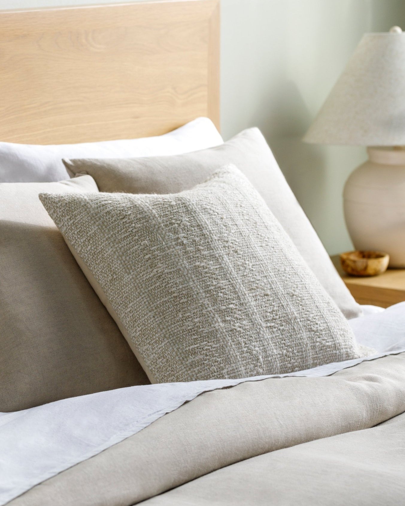 Natural Beige Textured Pillow - Marble Lotus - Purchase Natural Textured Striped Pillow for Comfort
