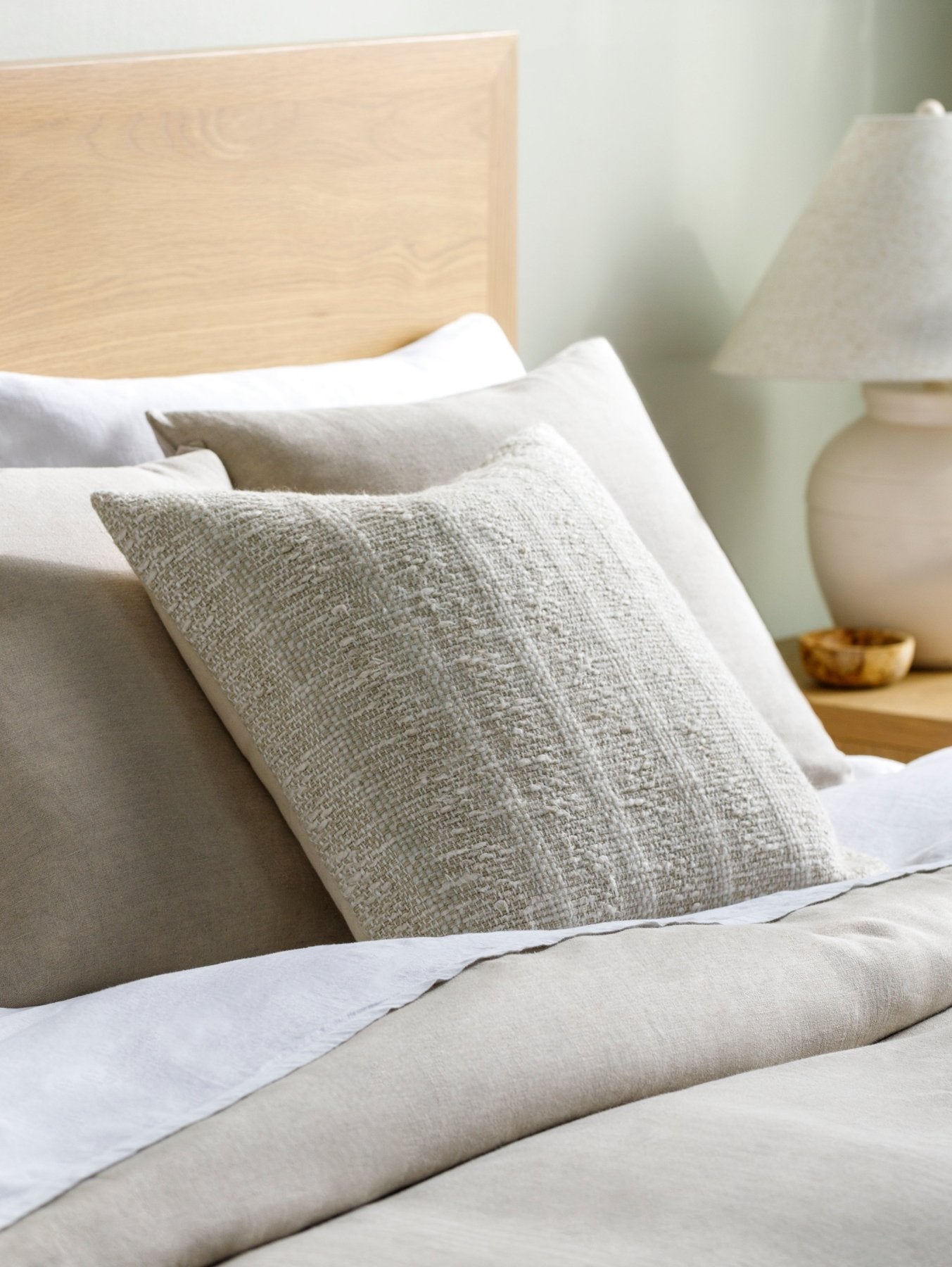 Natural Beige Textured Pillow - Marble Lotus - Purchase Natural Textured Striped Pillow for Comfort