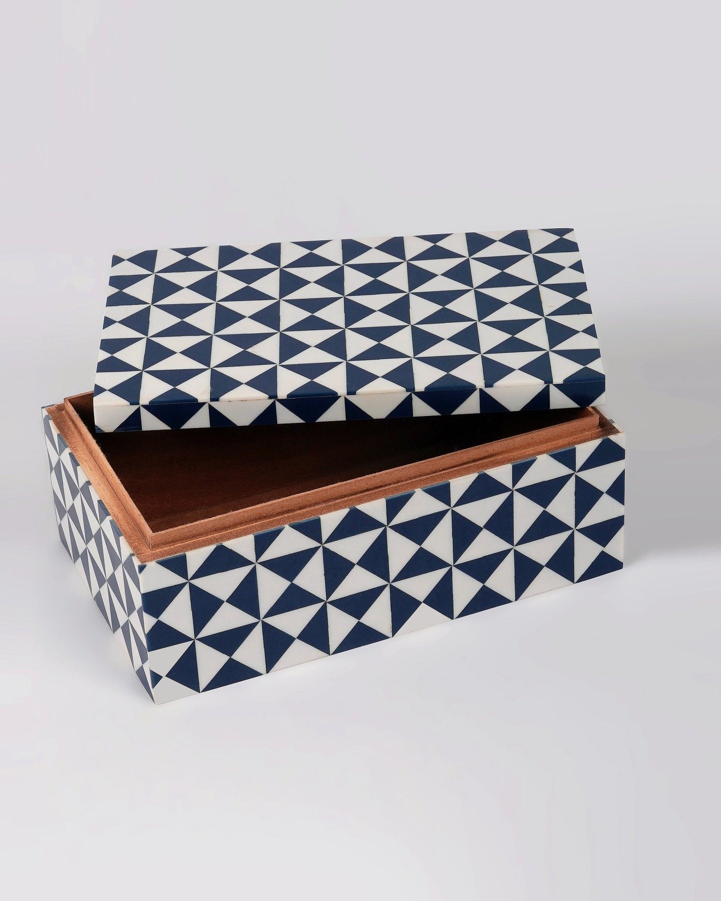 Navy Blue Wooden Inlay Box (Set of 2) - Marble Lotus - Organize Your Space with Blue Wooden Inlay Box | Marble Lotus