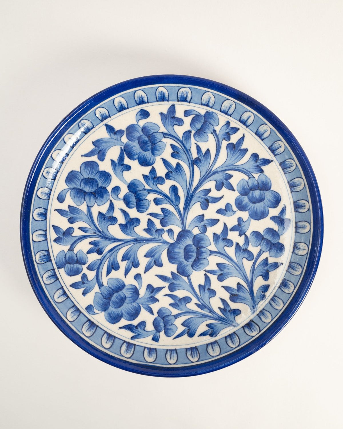 Navy Floral Jaipur Pottery Wall Plate 8" - Marble Lotus - Navy Floral Jaipur Pottery Wall Plate 8" - Marble Lotus