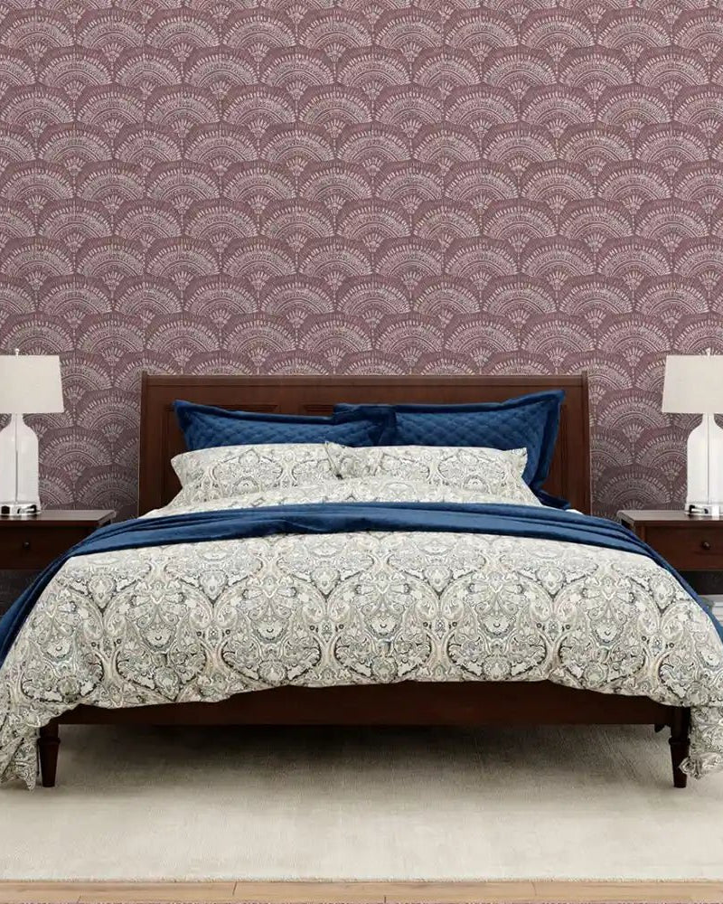 Navya Abstract Design Wallpaper Roll in Purple Color - Marble Lotus - Navya Abstract Design Wallpaper Roll in Purple Color for rooms