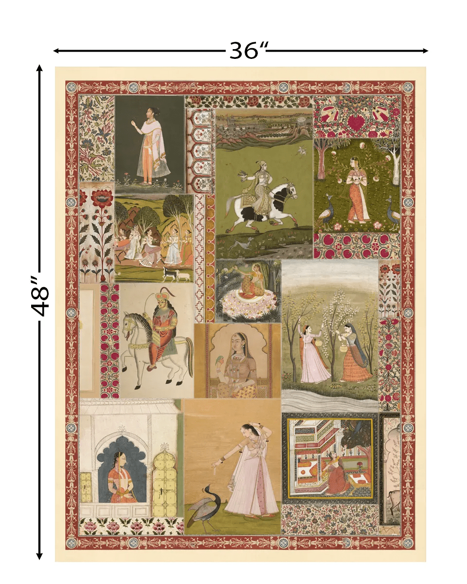 Netri Vintage Indian Painting Wall Art Frameless Digital Print Poster 36 x 48 inches - Marble Lotus - size chart Netri Vintage Indian Painting Wall Art Digital Print Poster 36 x 48 inches