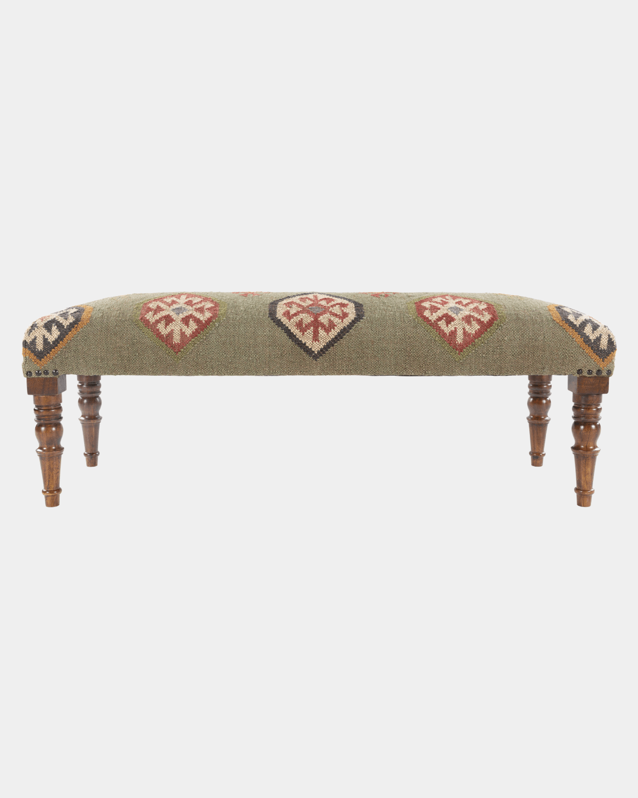 Olive Green Ikat Bench - Marble Lotus - Olive Green Ikat Bench