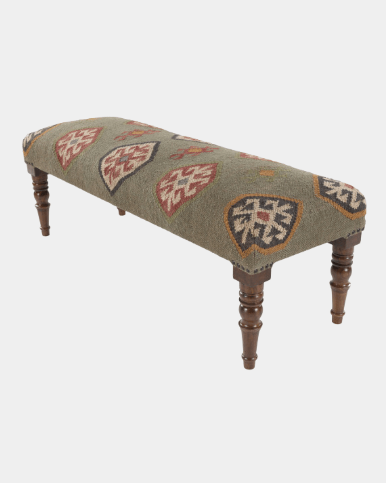 Olive Green Ikat Bench - Marble Lotus - Olive Green Ikat Bench