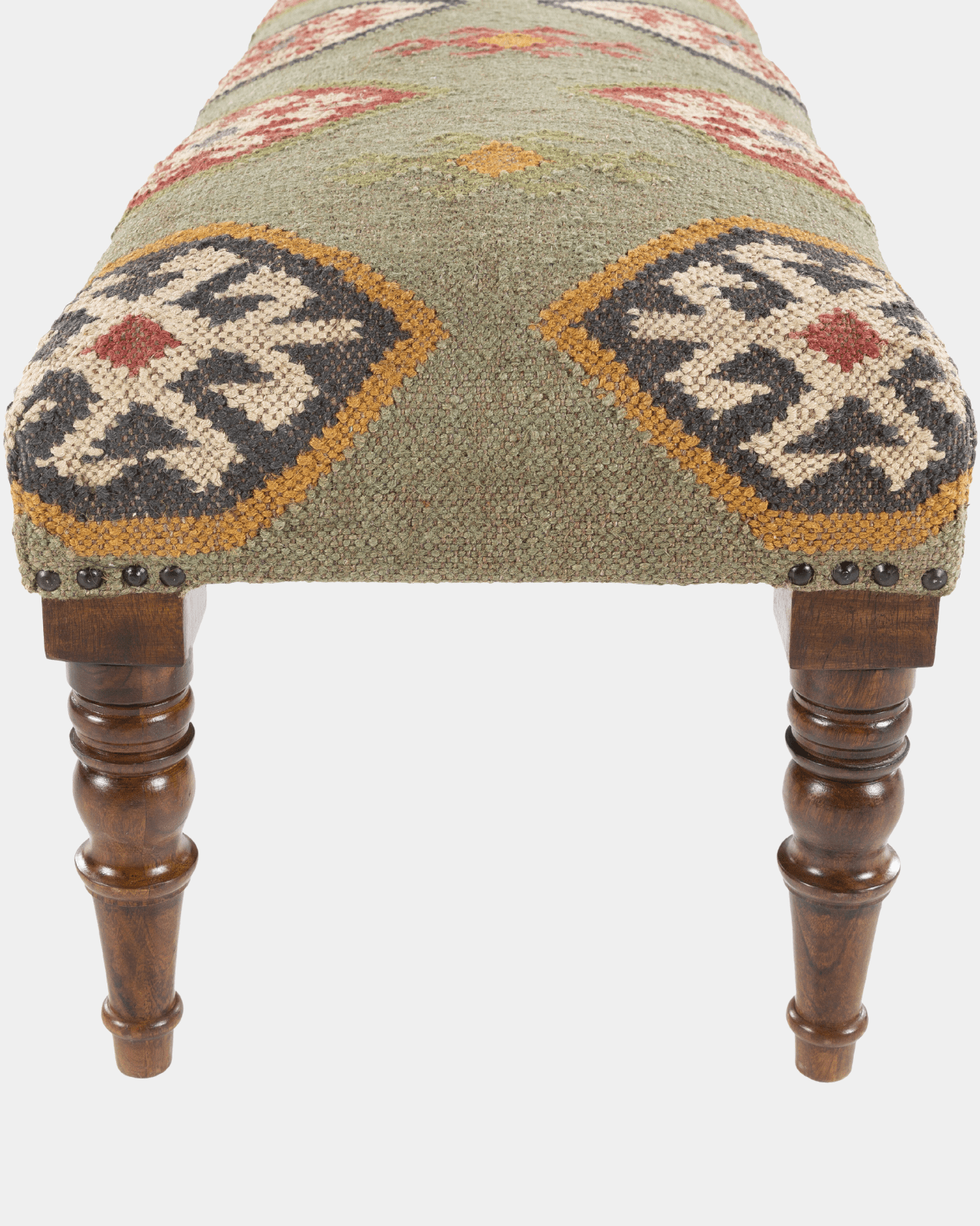 Olive Green Ikat Bench - Marble Lotus - Olive Green Ikat Bench