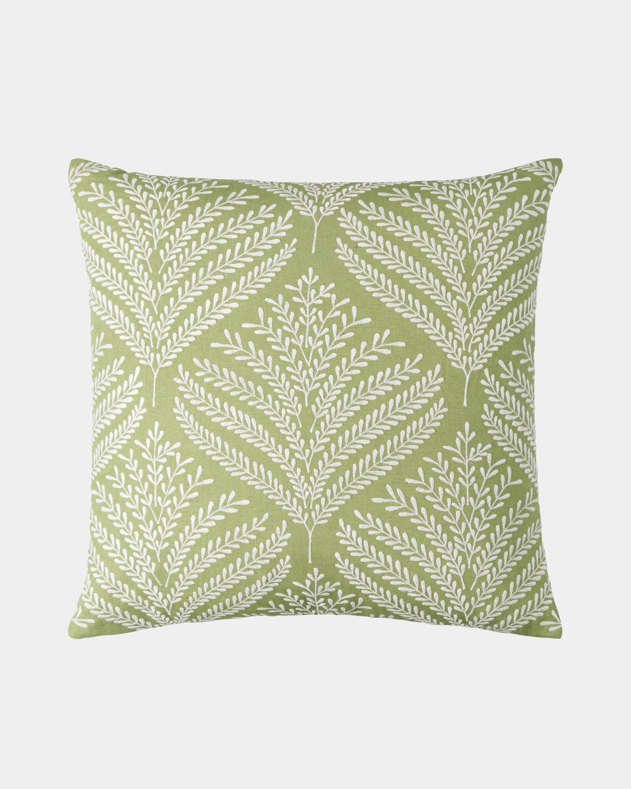 Olive Linen Embroidered Pillow - Marble Lotus - Amber Linen Embroidered Pillow