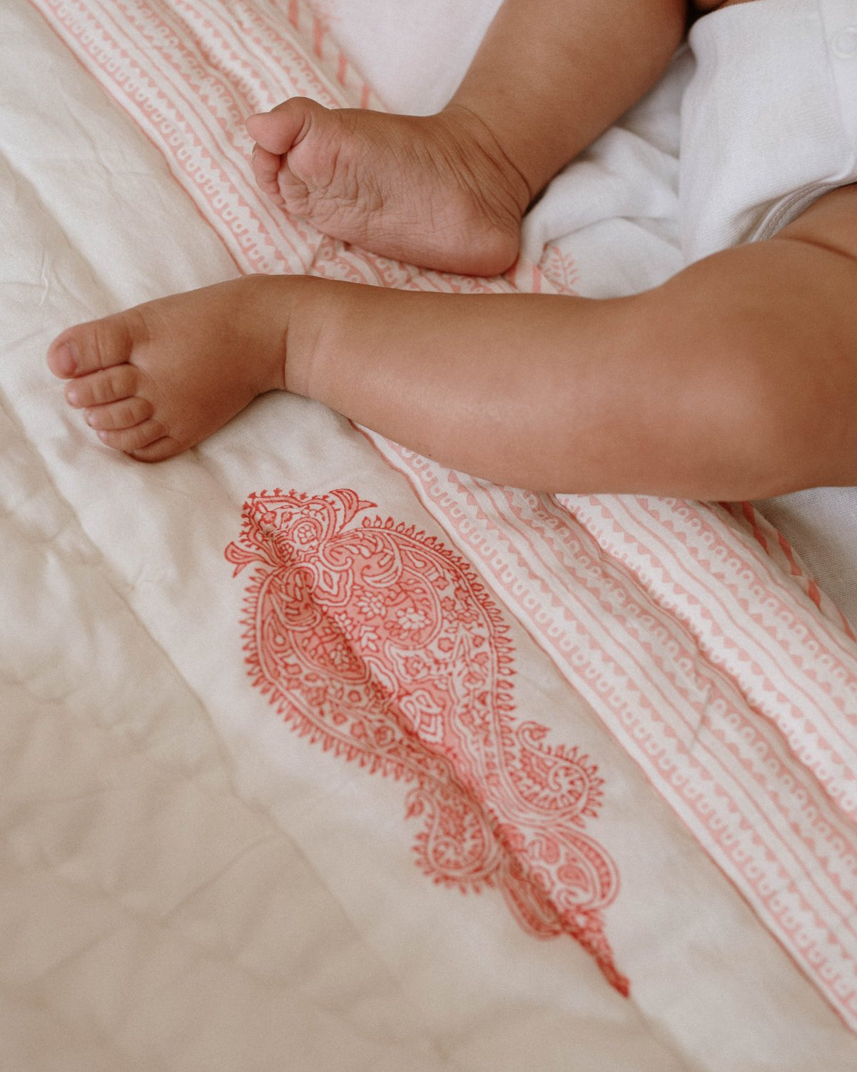 Orchid Block Printed Baby Quilt - Marble Lotus - Orchid Block Printed Baby Quilt